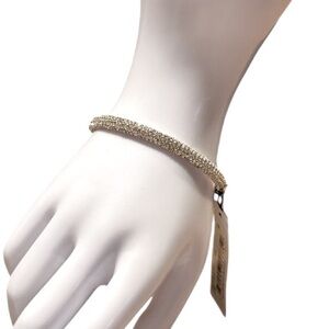 NWT! DKNY Gold-Tone Pave Crystal Hinged Bangle Bracelet